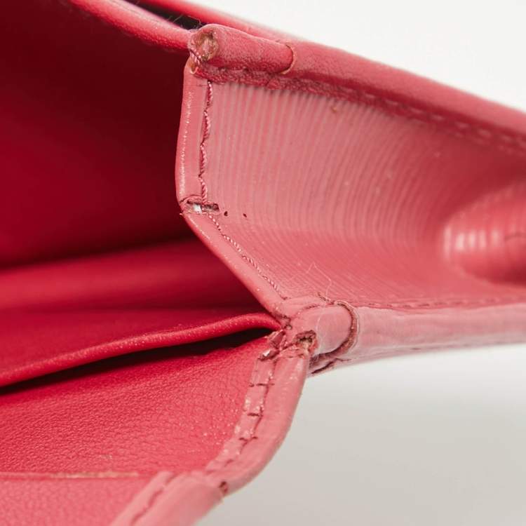 Pre Owned Prada Pink Vittello Move Leather Business Card Holder 