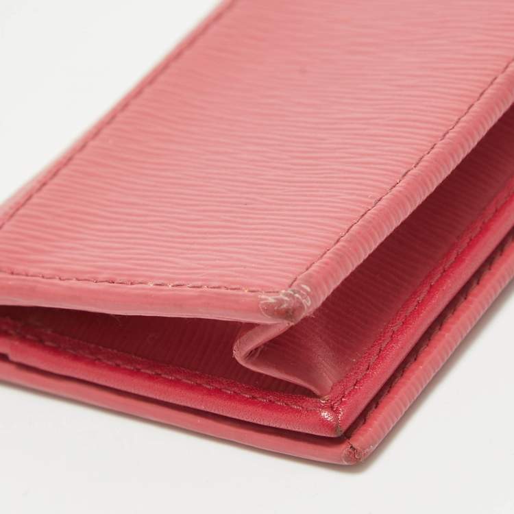 Pre Owned Prada Pink Vittello Move Leather Business Card Holder 