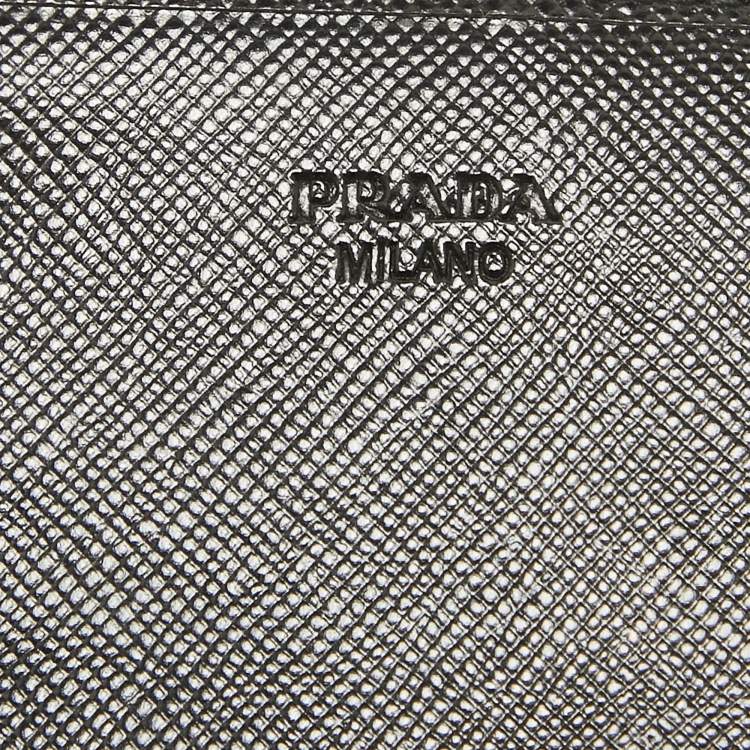 Pre Owned Prada Black Saffiano Leather Flap Continental Wallet