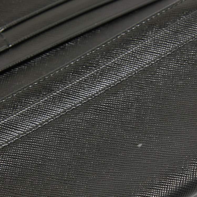 Pre Owned Prada Black Saffiano Leather Flap Continental Wallet