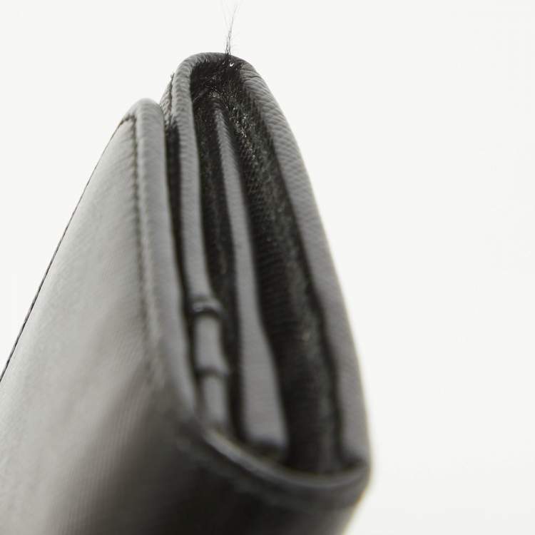 Pre Owned Prada Black Saffiano Leather Flap Continental Wallet