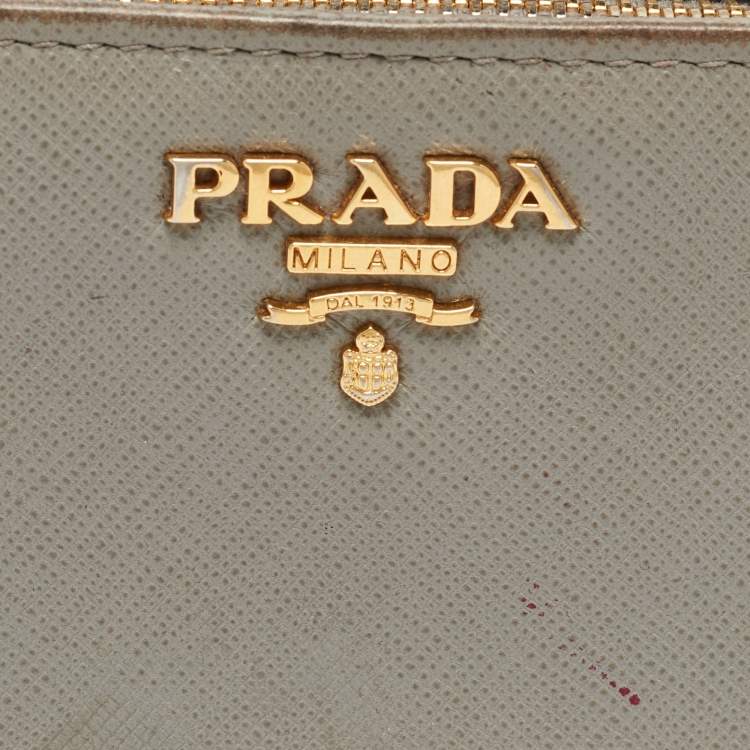Pre Owned Prada Grey Saffiano Leather Flap French Wallet