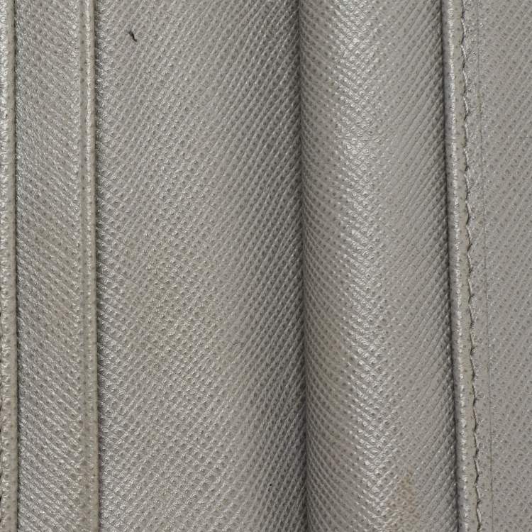 Pre Owned Prada Grey Saffiano Leather Flap French Wallet