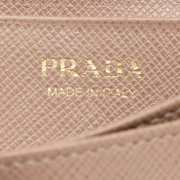 Pre Owned Prada Beige Leather Logo Coin Purse