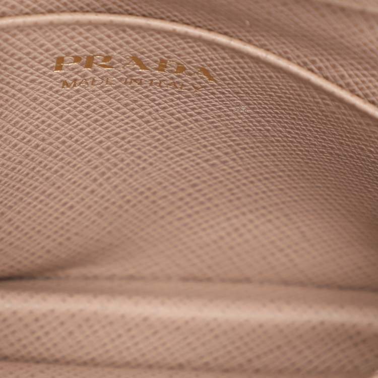 Pre Owned Prada Beige Leather Logo Coin Purse