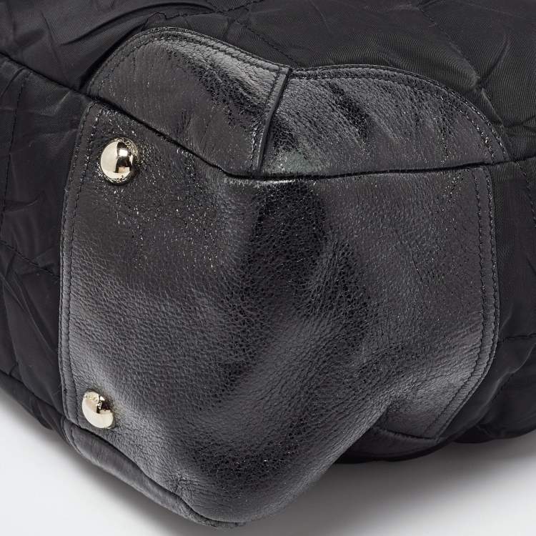 Pre Owned Prada Black Nylon and Leather Shopper Tote