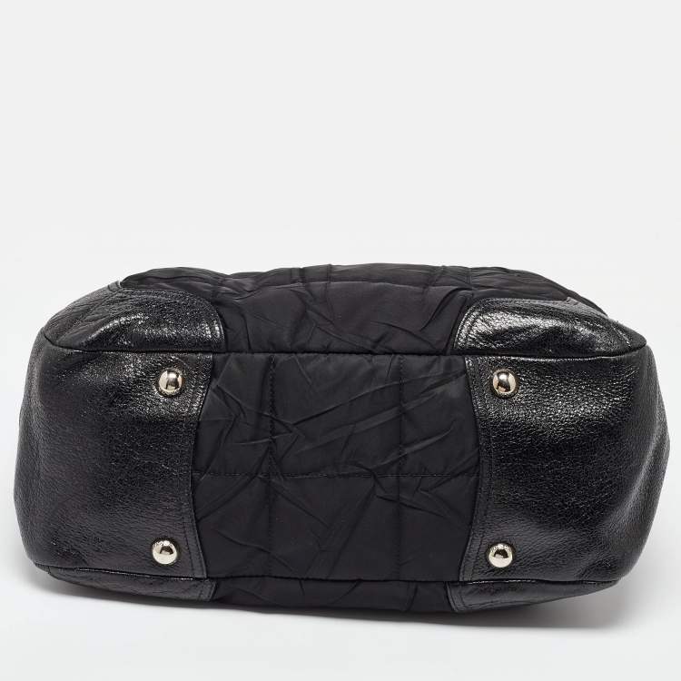 Pre Owned Prada Black Nylon and Leather Shopper Tote