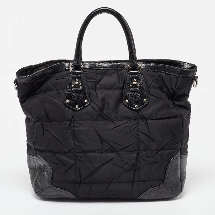 Pre Owned Prada Black Nylon and Leather Shopper Tote