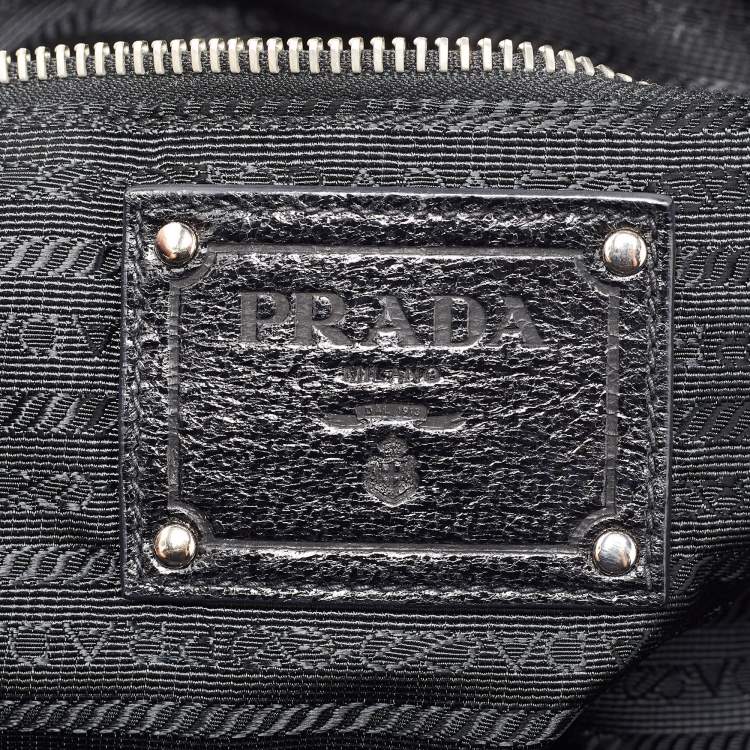 Pre Owned Prada Black Nylon and Leather Shopper Tote