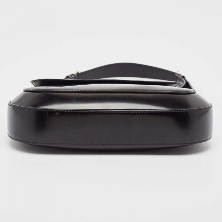 Pre Owned Prada Black Brushed Leather Cleo Shoulder Bag