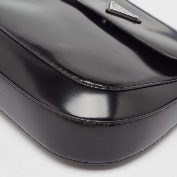 Pre Owned Prada Black Brushed Leather Cleo Shoulder Bag