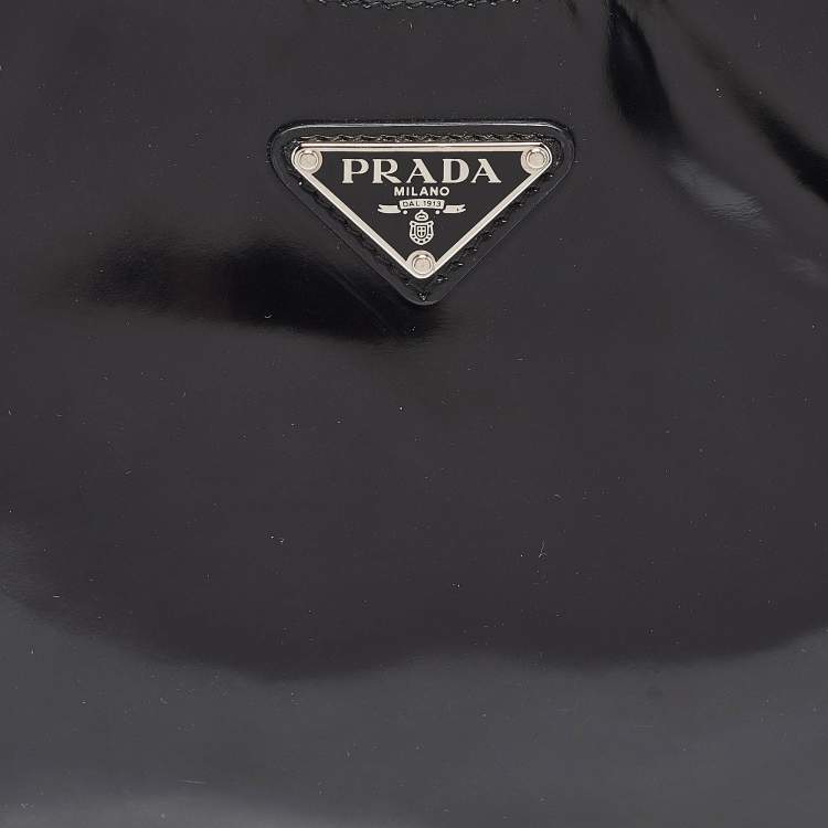 Pre Owned Prada Black Glossy Leather Cleo Shoulder Bag