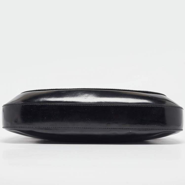 Pre Owned Prada Black Glossy Leather Cleo Shoulder Bag