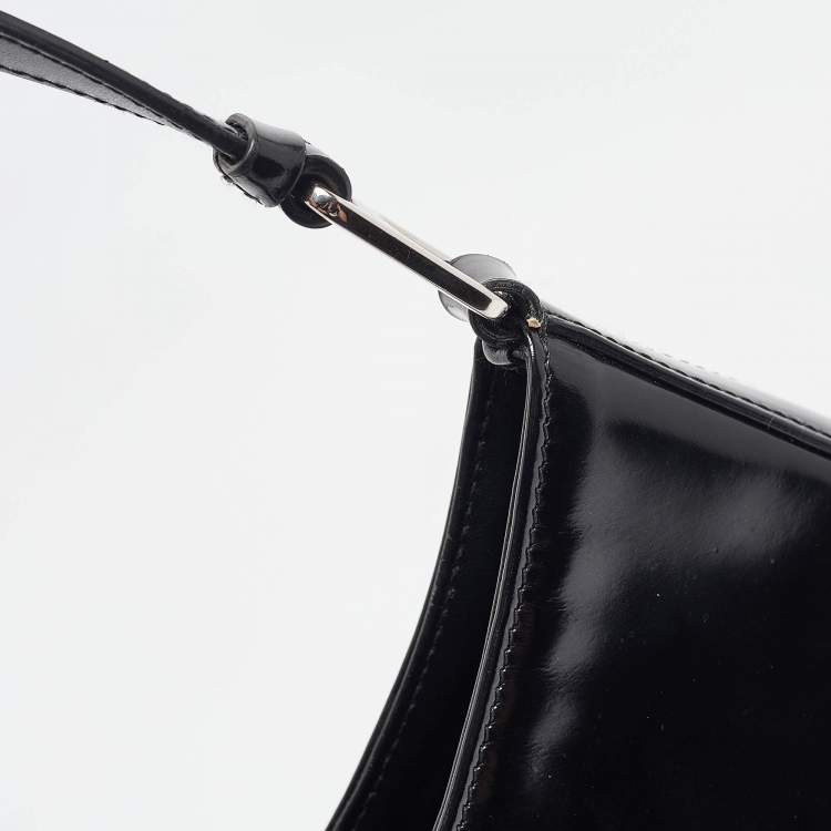 Pre Owned Prada Black Glossy Leather Cleo Shoulder Bag