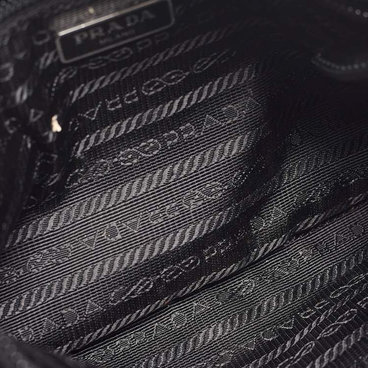 Pre Owned Prada Black Nylon Logo Zip Pochette Bag