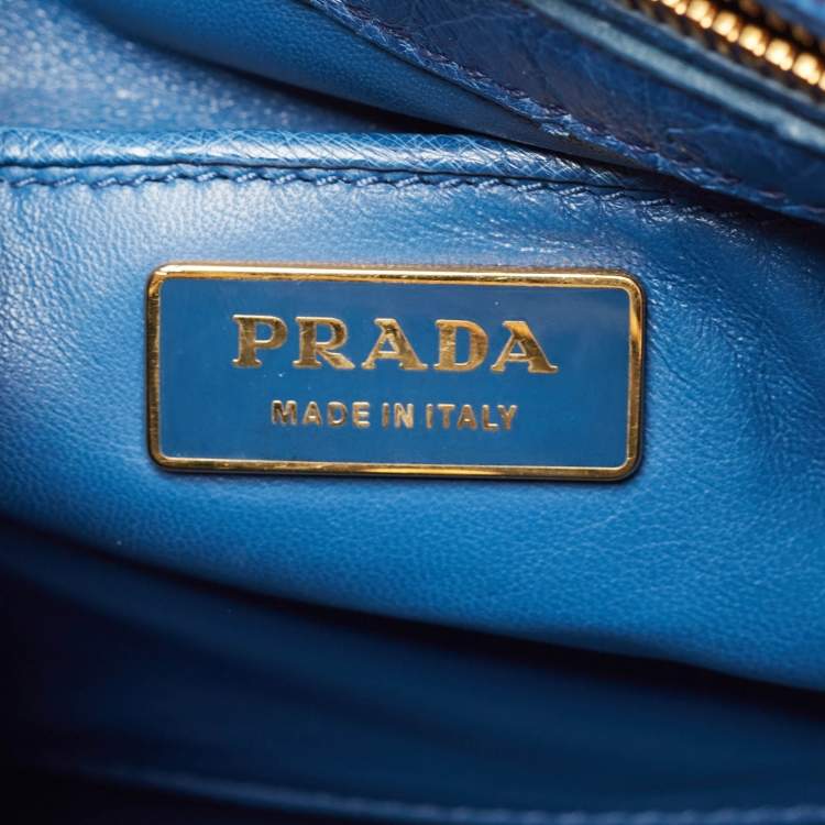 Pre Owned Prada Blue Ostrich Twin Pocket Tote