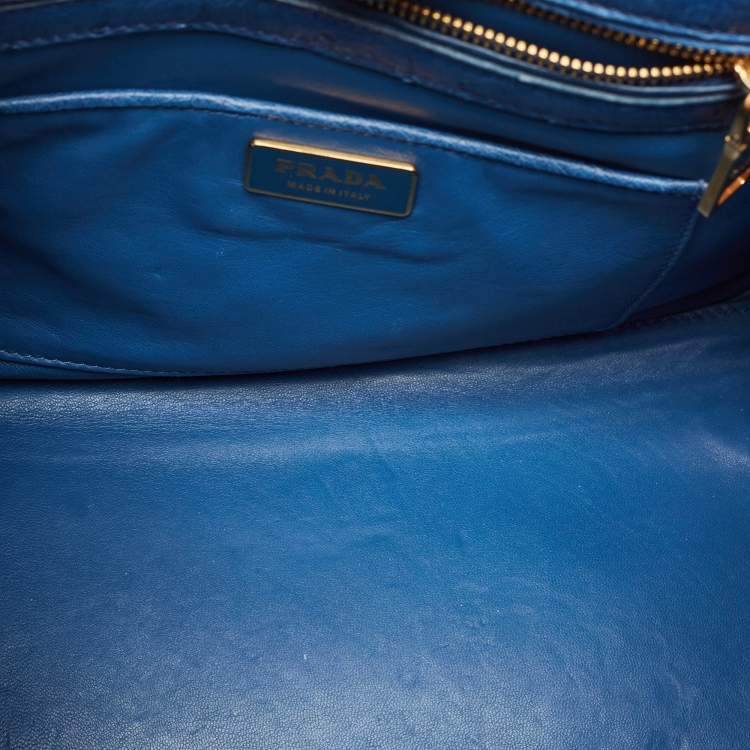 Pre Owned Prada Blue Ostrich Twin Pocket Tote