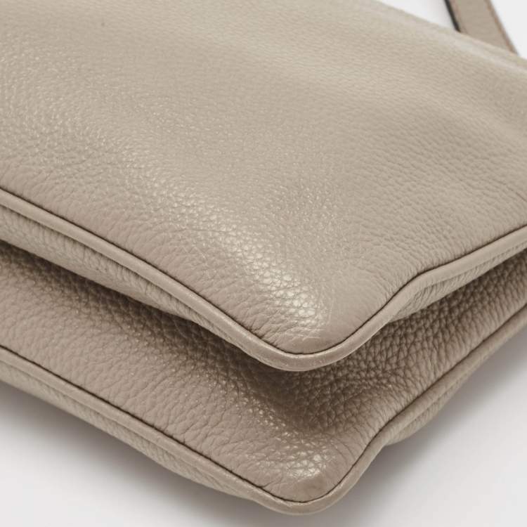 Pre Owned Prada Grey Vitello Daino Leather Double Zip Crossbody Bag