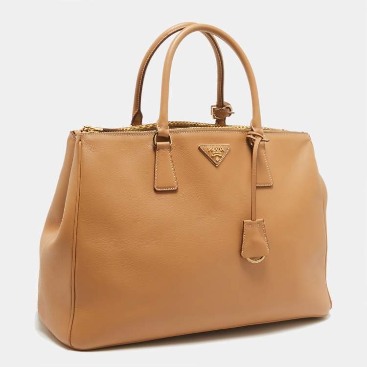 Pre Owned Prada Natural Leather Extra Large Galleria Tote