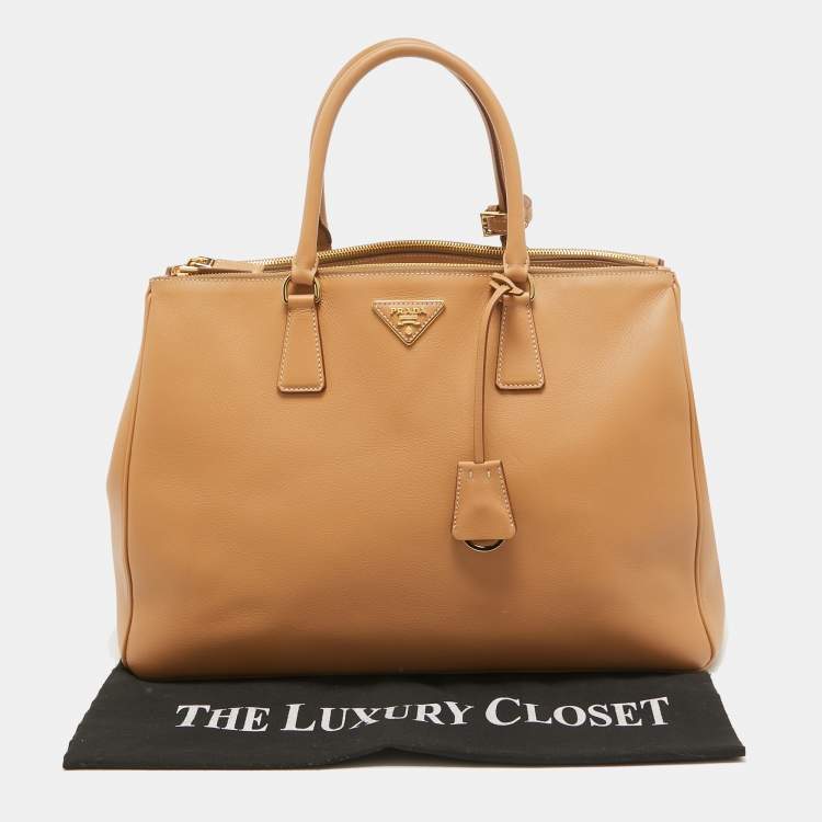 Pre Owned Prada Natural Leather Extra Large Galleria Tote
