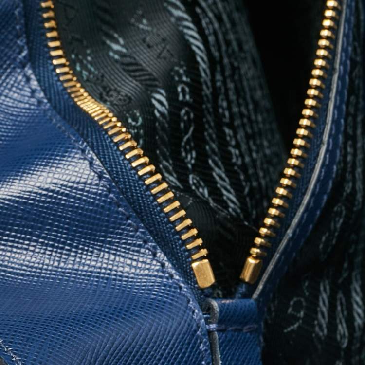 Pre Owned Prada Blue Saffiano Lux Leather Large Galleria Tote