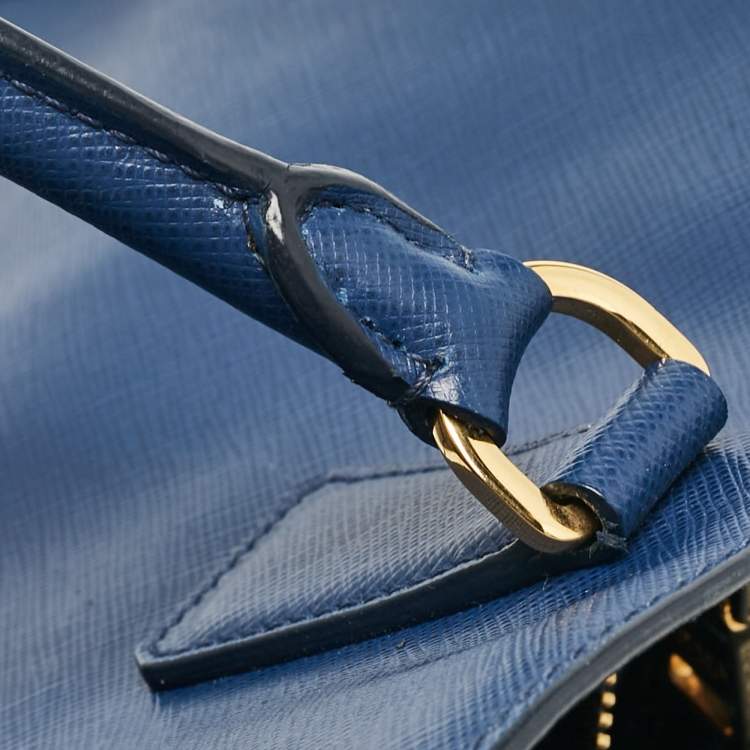 Pre Owned Prada Blue Saffiano Lux Leather Large Galleria Tote