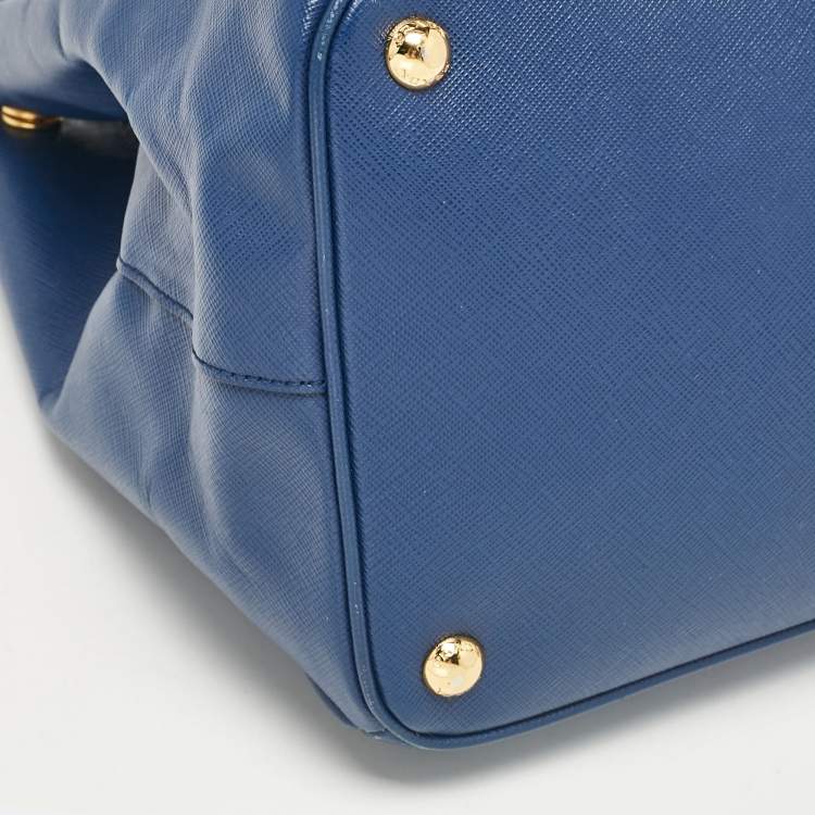 Pre Owned Prada Blue Saffiano Lux Leather Large Galleria Tote