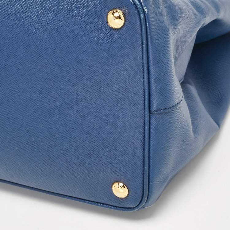 Pre Owned Prada Blue Saffiano Lux Leather Large Galleria Tote
