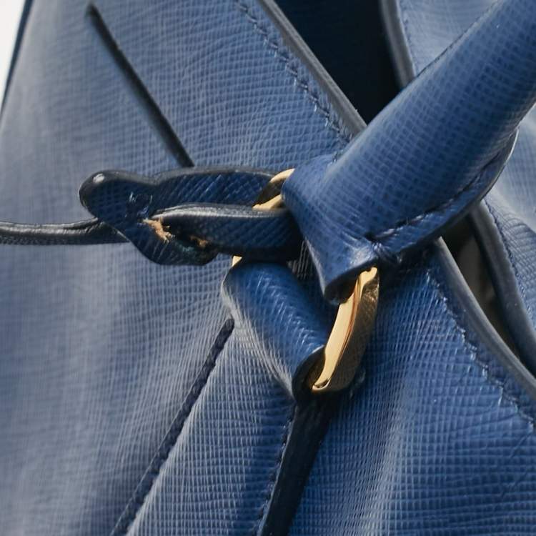 Pre Owned Prada Blue Saffiano Lux Leather Large Galleria Tote
