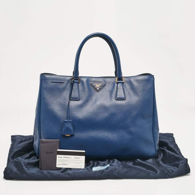 Pre Owned Prada Blue Saffiano Lux Leather Large Galleria Tote