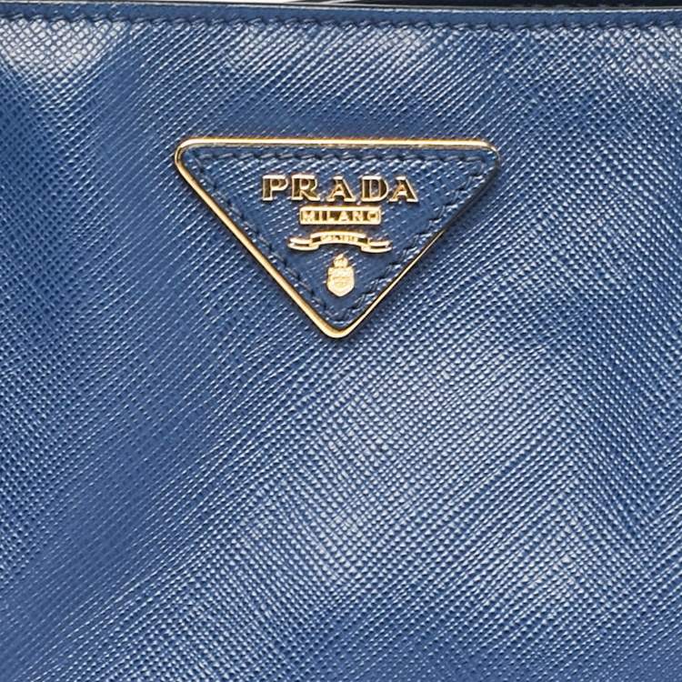 Pre Owned Prada Blue Saffiano Lux Leather Large Galleria Tote