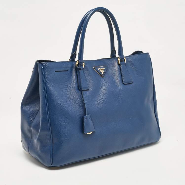 Pre Owned Prada Blue Saffiano Lux Leather Large Galleria Tote