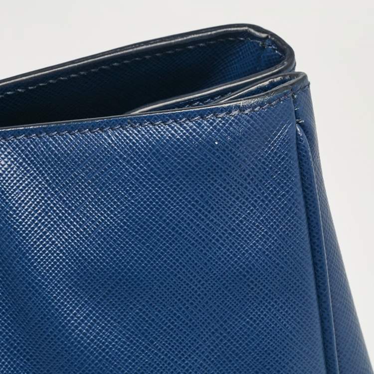 Pre Owned Prada Blue Saffiano Lux Leather Large Galleria Tote