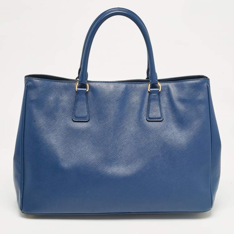 Pre Owned Prada Blue Saffiano Lux Leather Large Galleria Tote