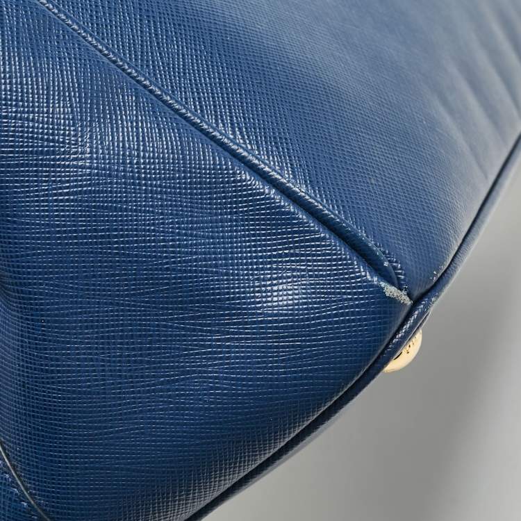 Pre Owned Prada Blue Saffiano Lux Leather Large Galleria Tote