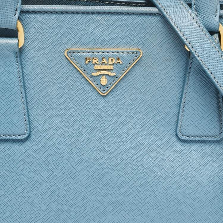 Pre Owned Prada Blue Saffiano Lux Leather Medium Promenade Bag