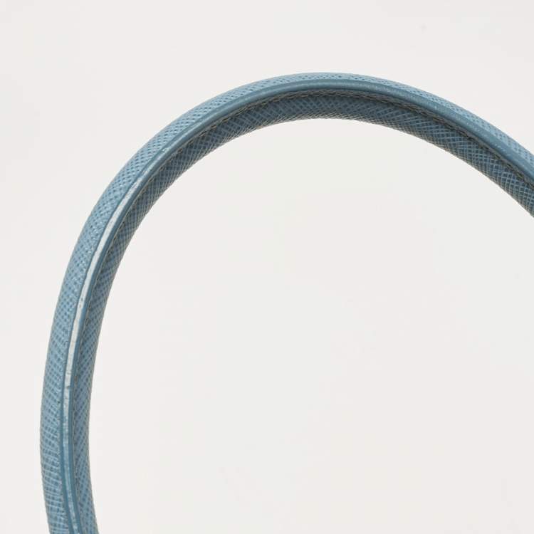 Pre Owned Prada Blue Saffiano Lux Leather Medium Promenade Bag