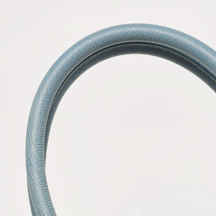 Pre Owned Prada Blue Saffiano Lux Leather Medium Promenade Bag