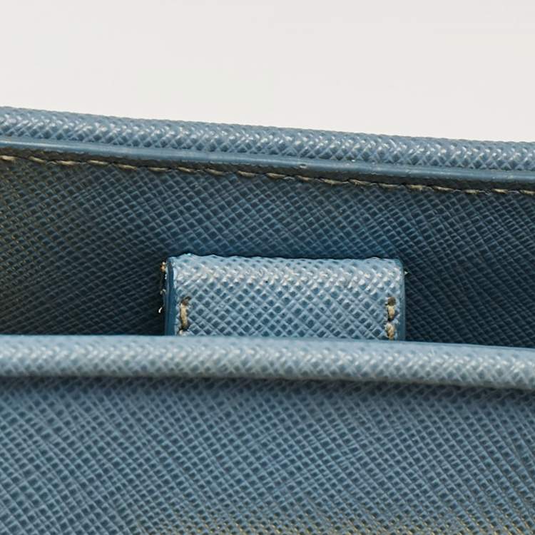 Pre Owned Prada Blue Saffiano Lux Leather Medium Promenade Bag