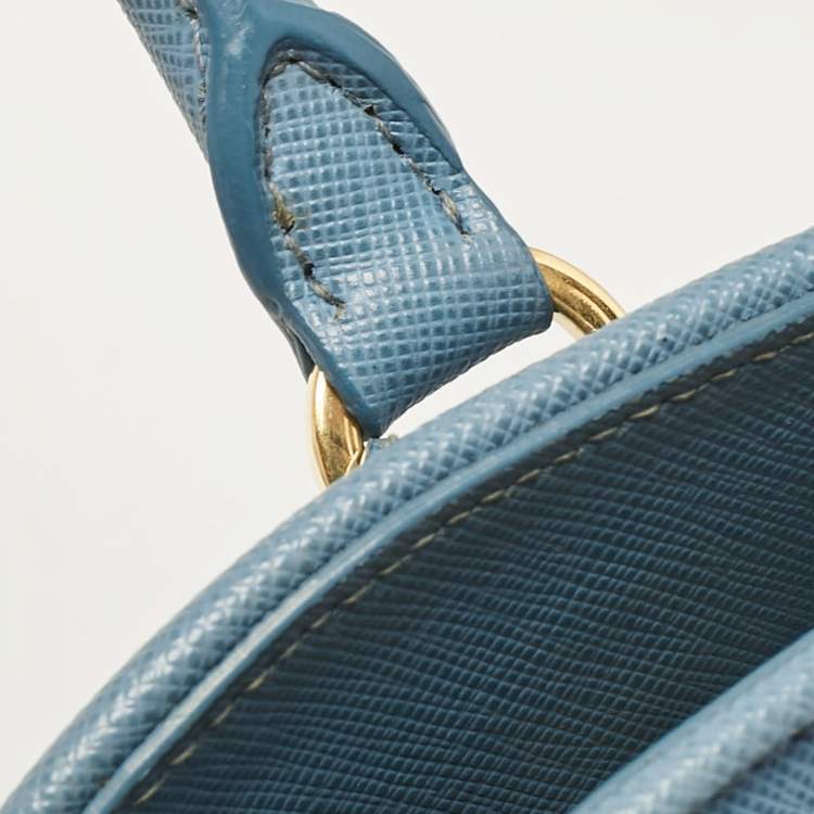 Pre Owned Prada Blue Saffiano Lux Leather Medium Promenade Bag