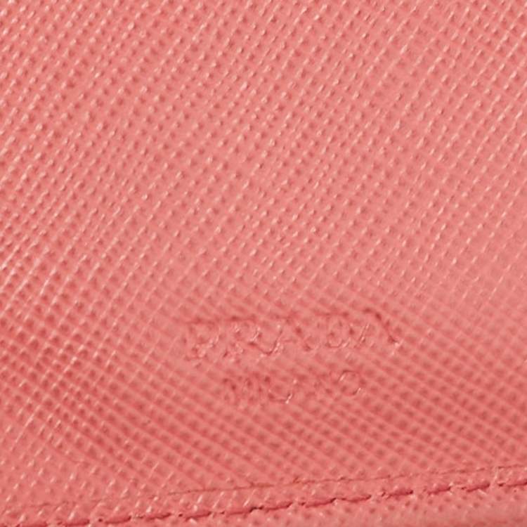 Pre Owned Prada Pink Saffiano Metal Leather French Wallet