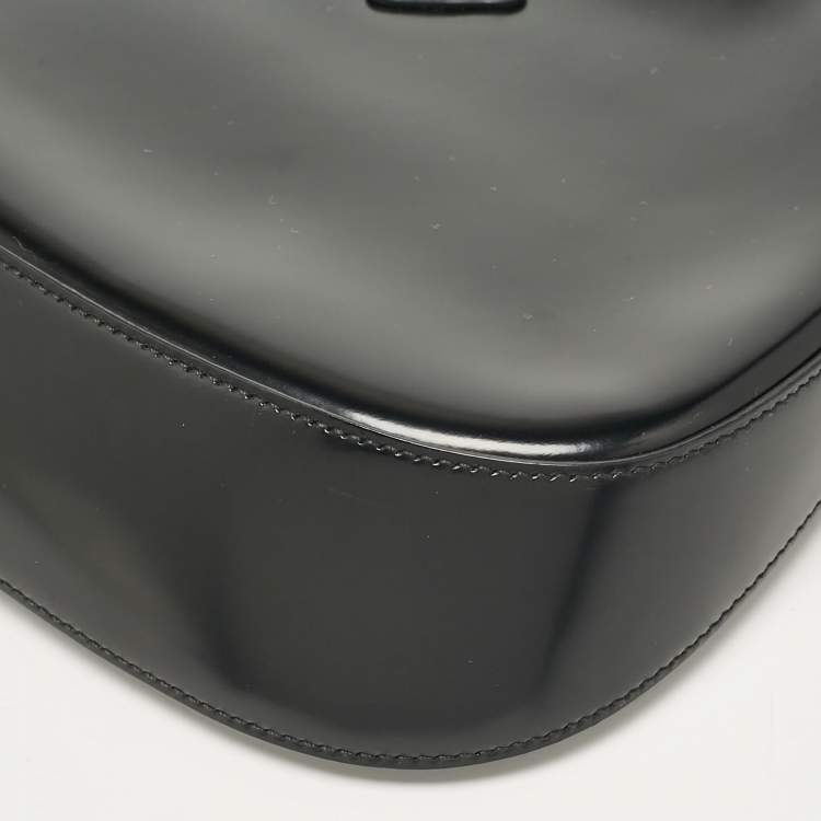 Pre Owned Prada Black Glossy Leather Cleo Hobo