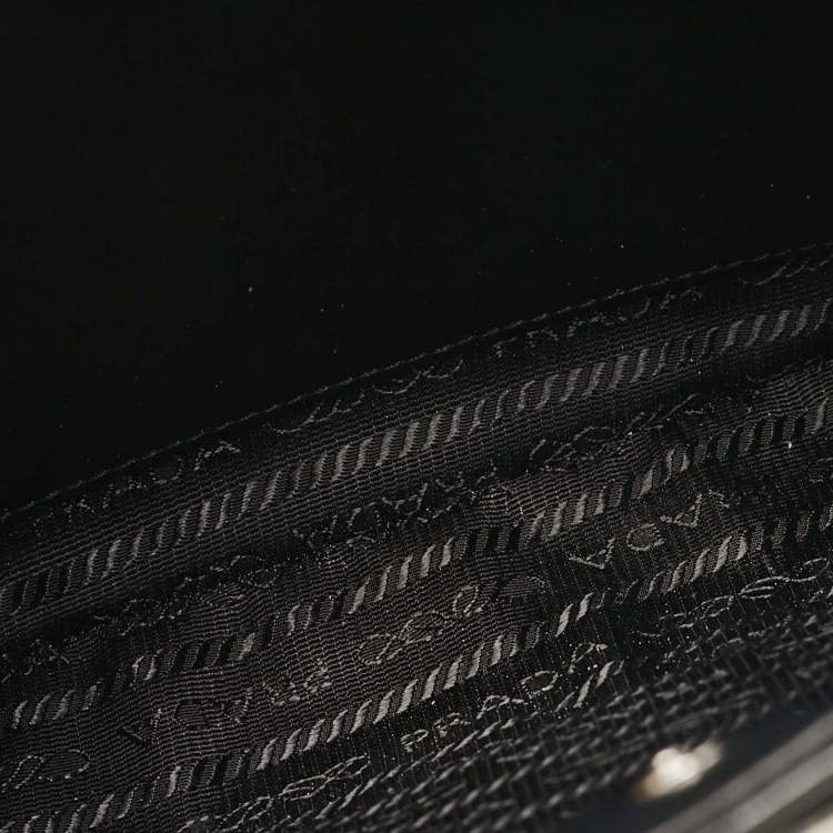 Pre Owned Prada Black Glossy Leather Cleo Hobo