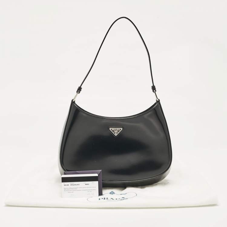 Pre Owned Prada Black Glossy Leather Cleo Hobo
