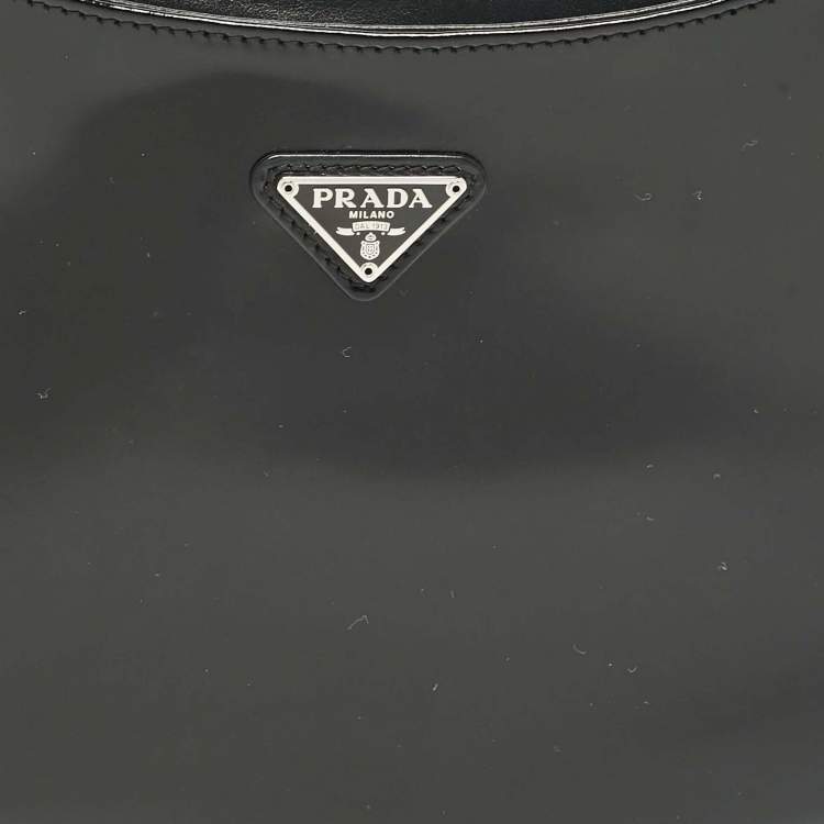 Pre Owned Prada Black Glossy Leather Cleo Hobo