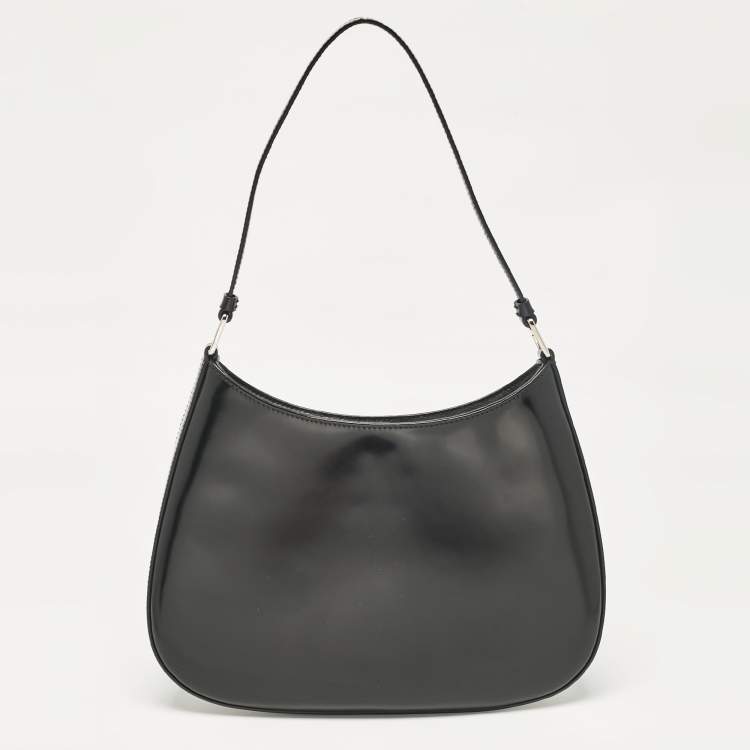 Pre Owned Prada Black Glossy Leather Cleo Hobo