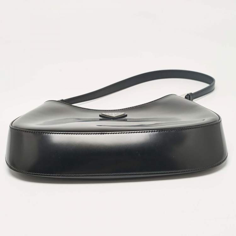 Pre Owned Prada Black Glossy Leather Cleo Hobo