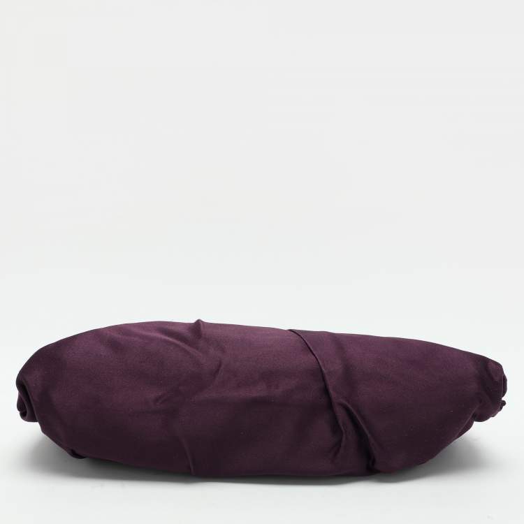 Pre Owned Prada Purple Satin Raso Pleated Clutch