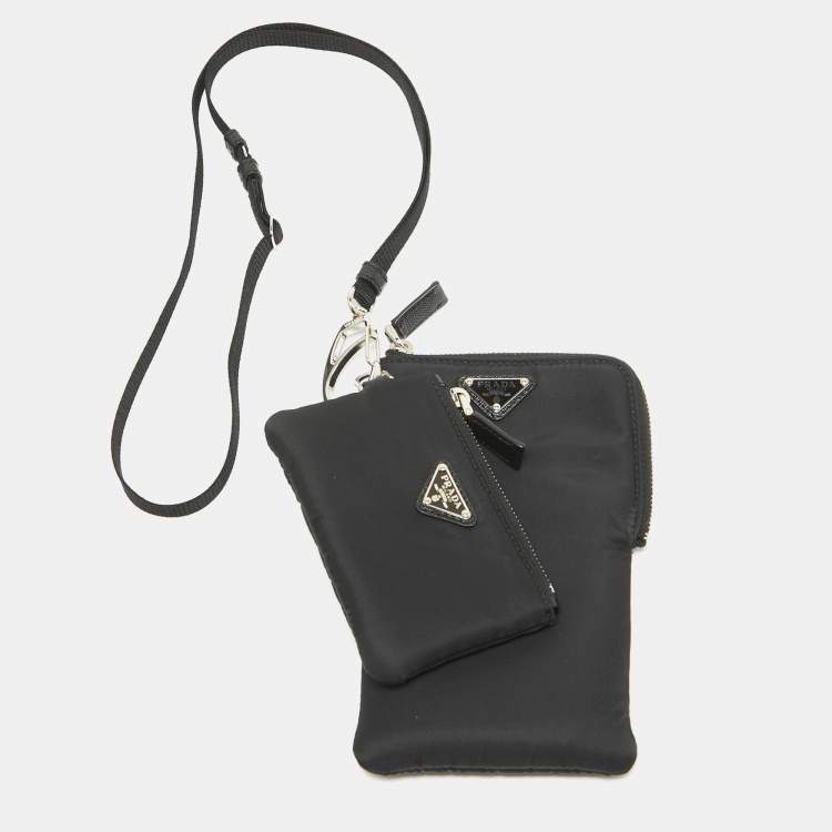 Pre Owned Prada Black Re-Nylon Lanyard Pouches