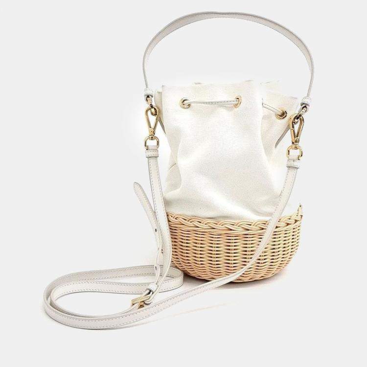 Pre Owned Prada rattan bucket tote and shoulder bag